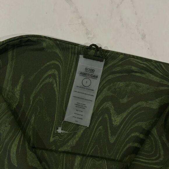 Good American Good Waist Cheeky Bikini Bottoms Pesto Swirl Green 5 XXL 2XL NEW - Picture 7 of 8